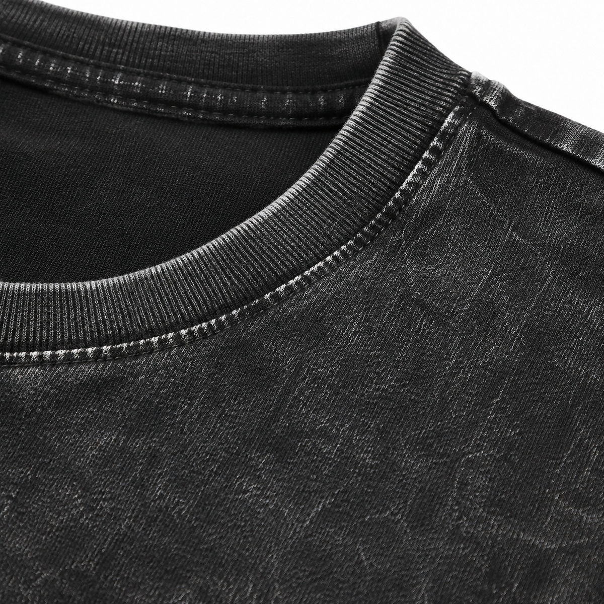Jerusalem Cross  - Vintage T-shirt – Black fabric close-up