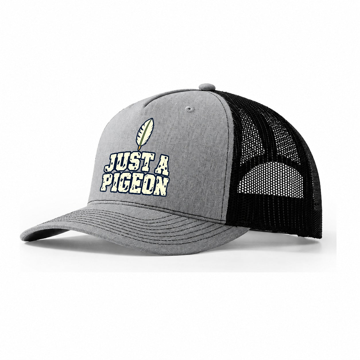 Just A Pigeon Birdwatching Trucker Hat – Sport Grey Black