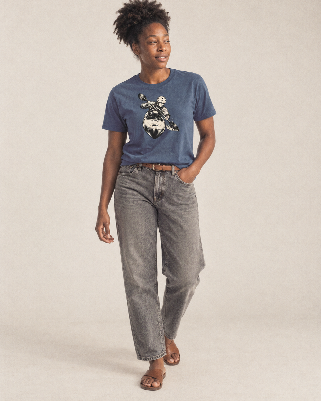 Kayak Whitewater Brace Global Sports Ink Figures Classic T-shirt – studio model photo
