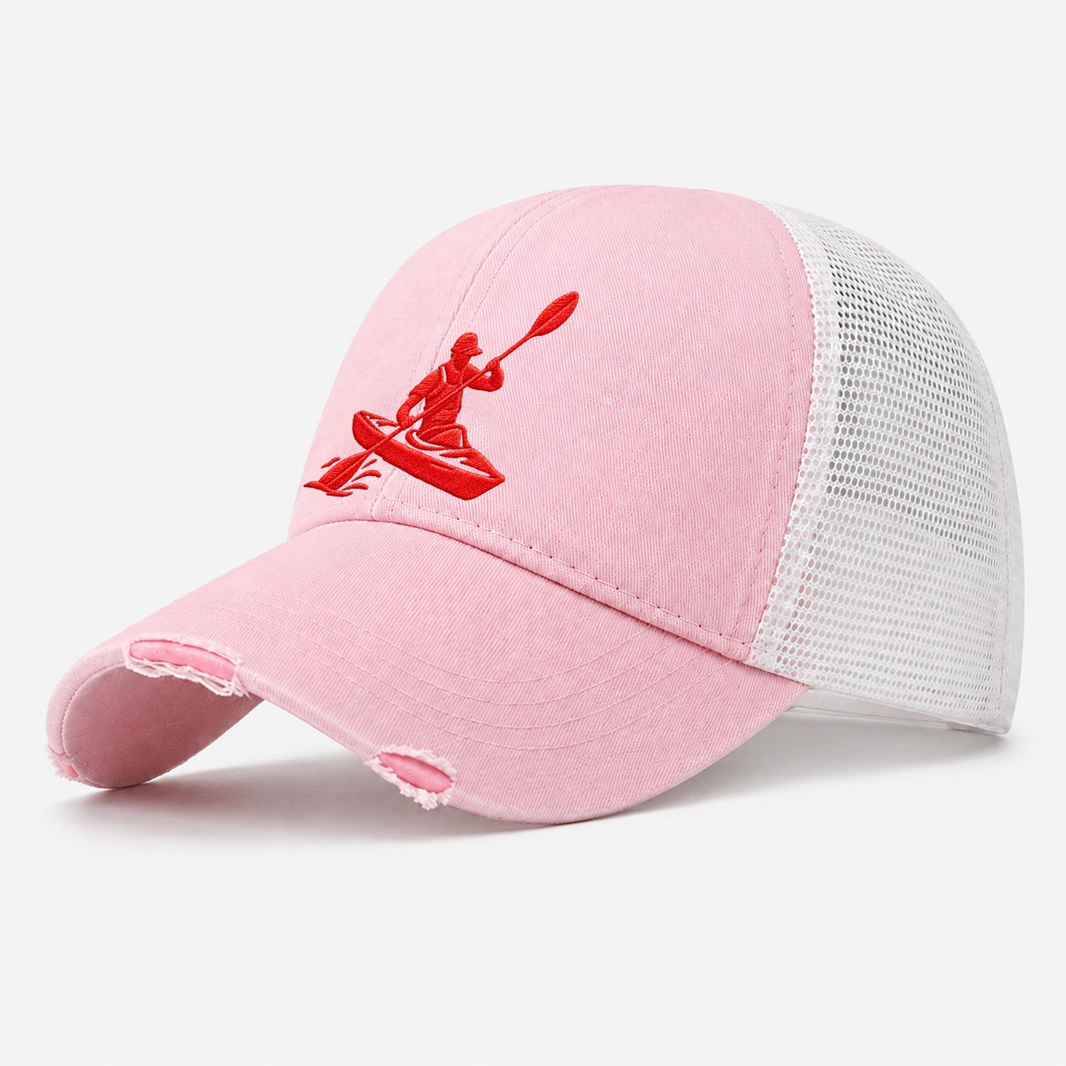 Kayaker Forward Stroke Micro Motion Mark Washed Trucker Hat – Light Pink