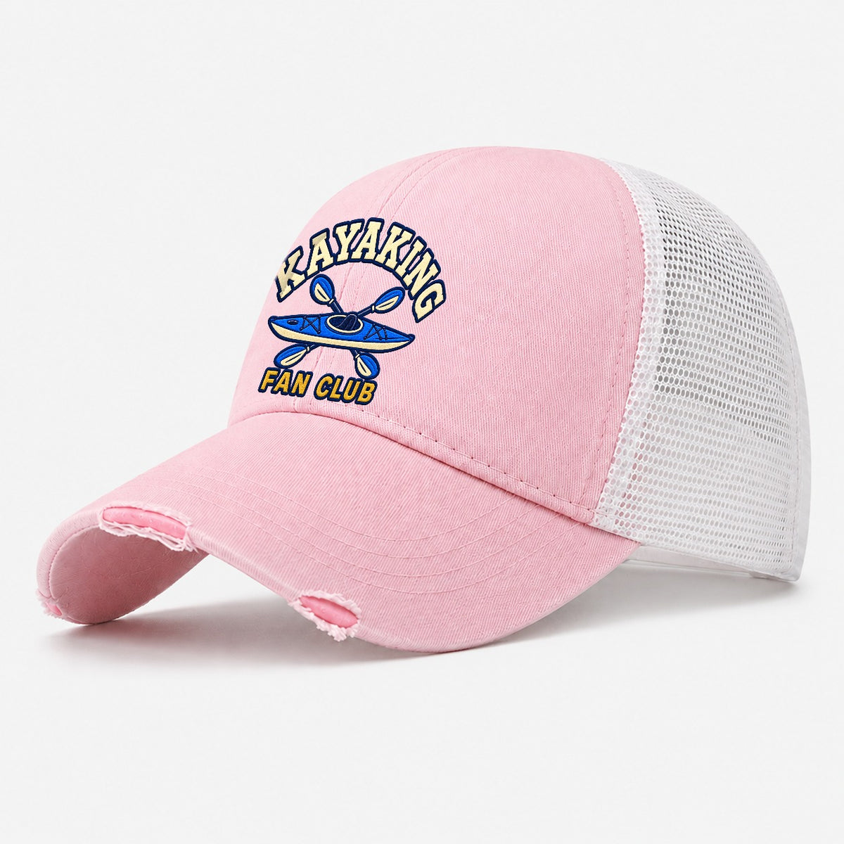 Kayaking Fan Club Washed Trucker Hat – Light Pink