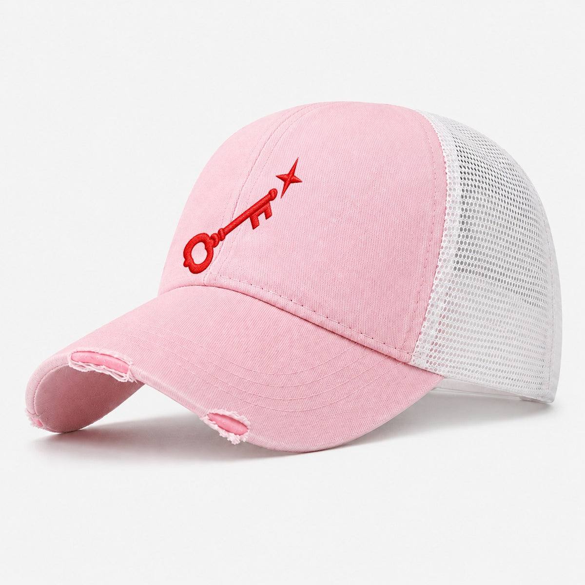 Key And North Star Micro Motion Mark Washed Trucker Hat – Light Pink