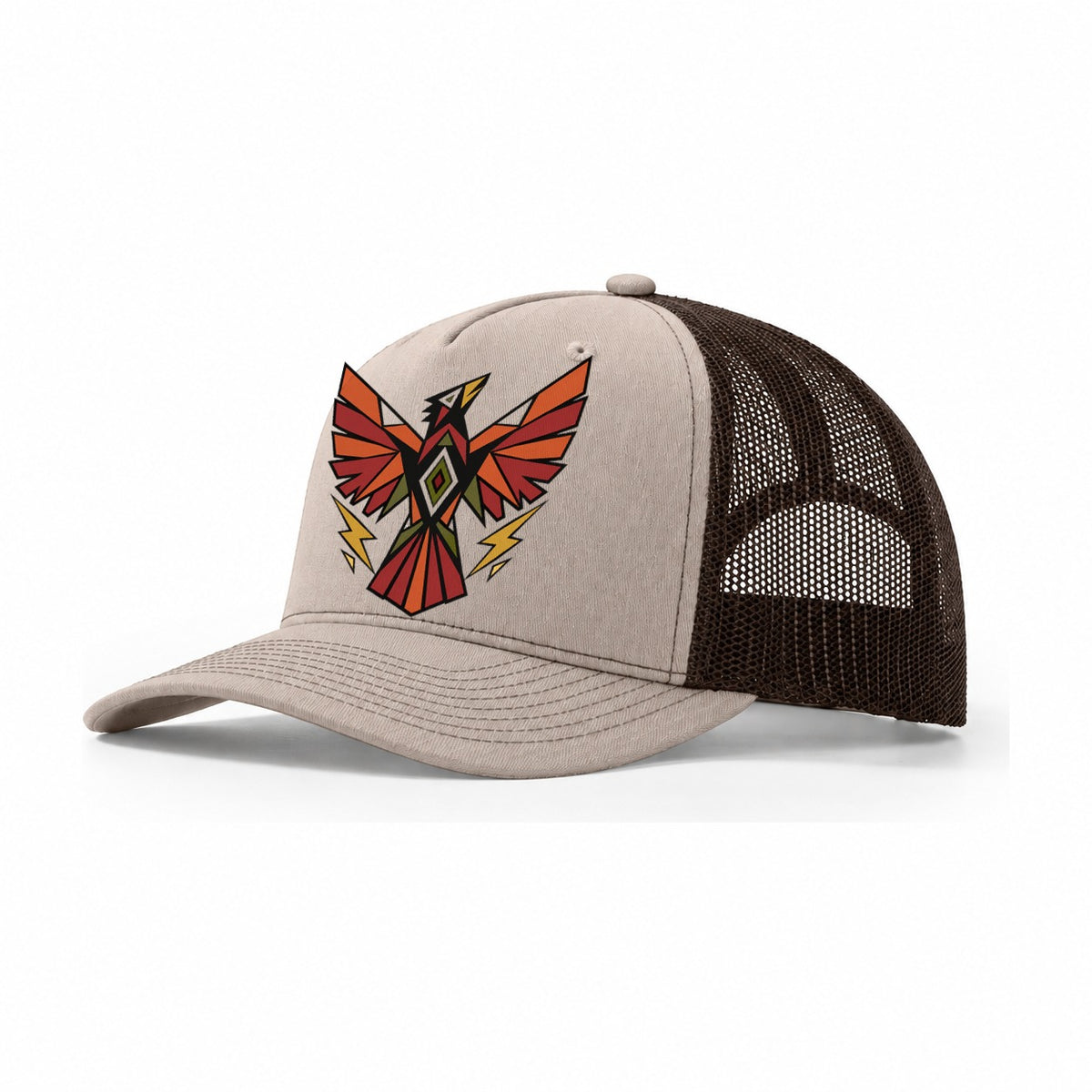 Thunderbird Geometric Trucker Hat – Khaki Brown