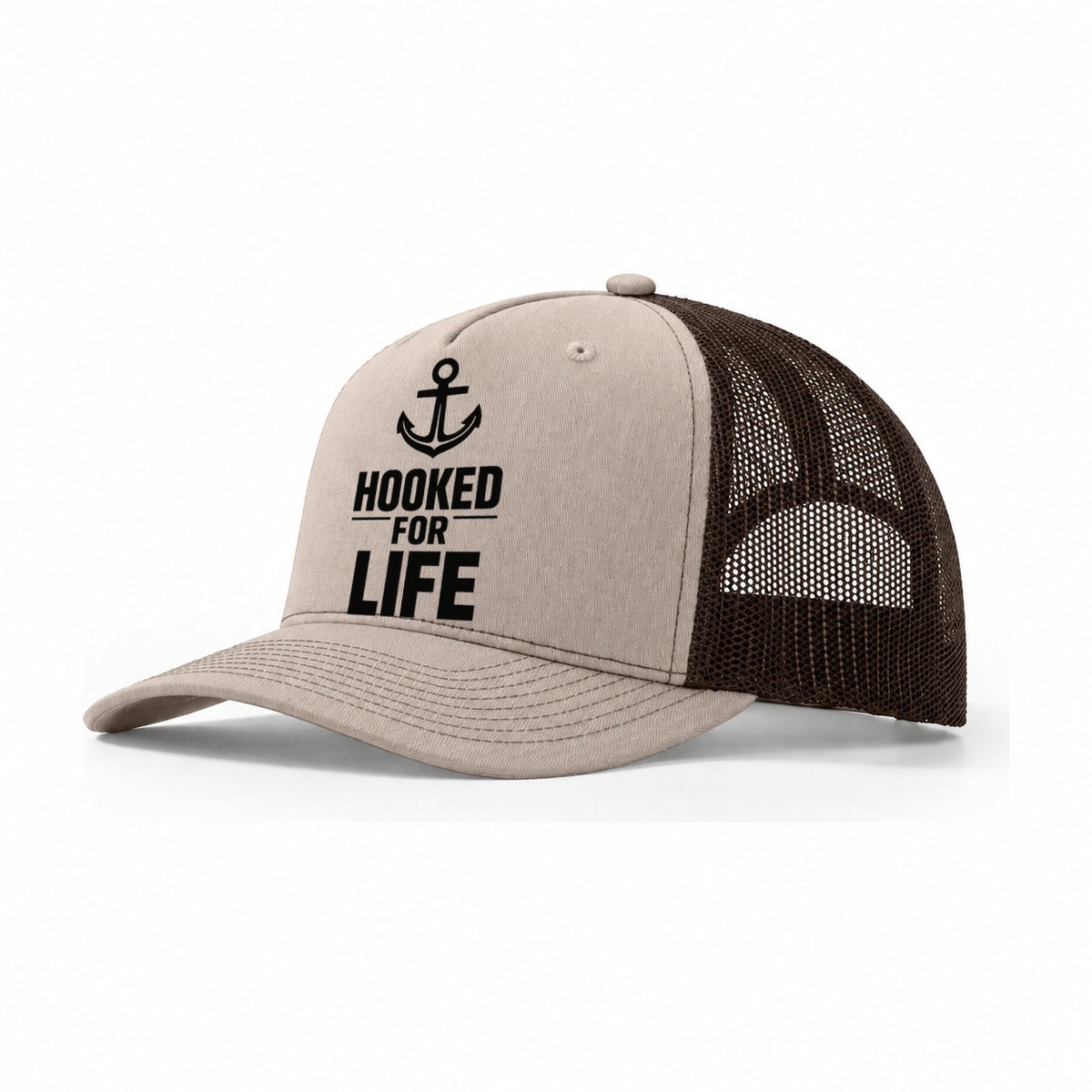 Hooked Life Trucker Hat – Khaki Brown