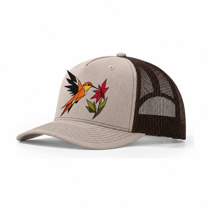 Hummingbird Hover Trucker Hat – Khaki Brown
