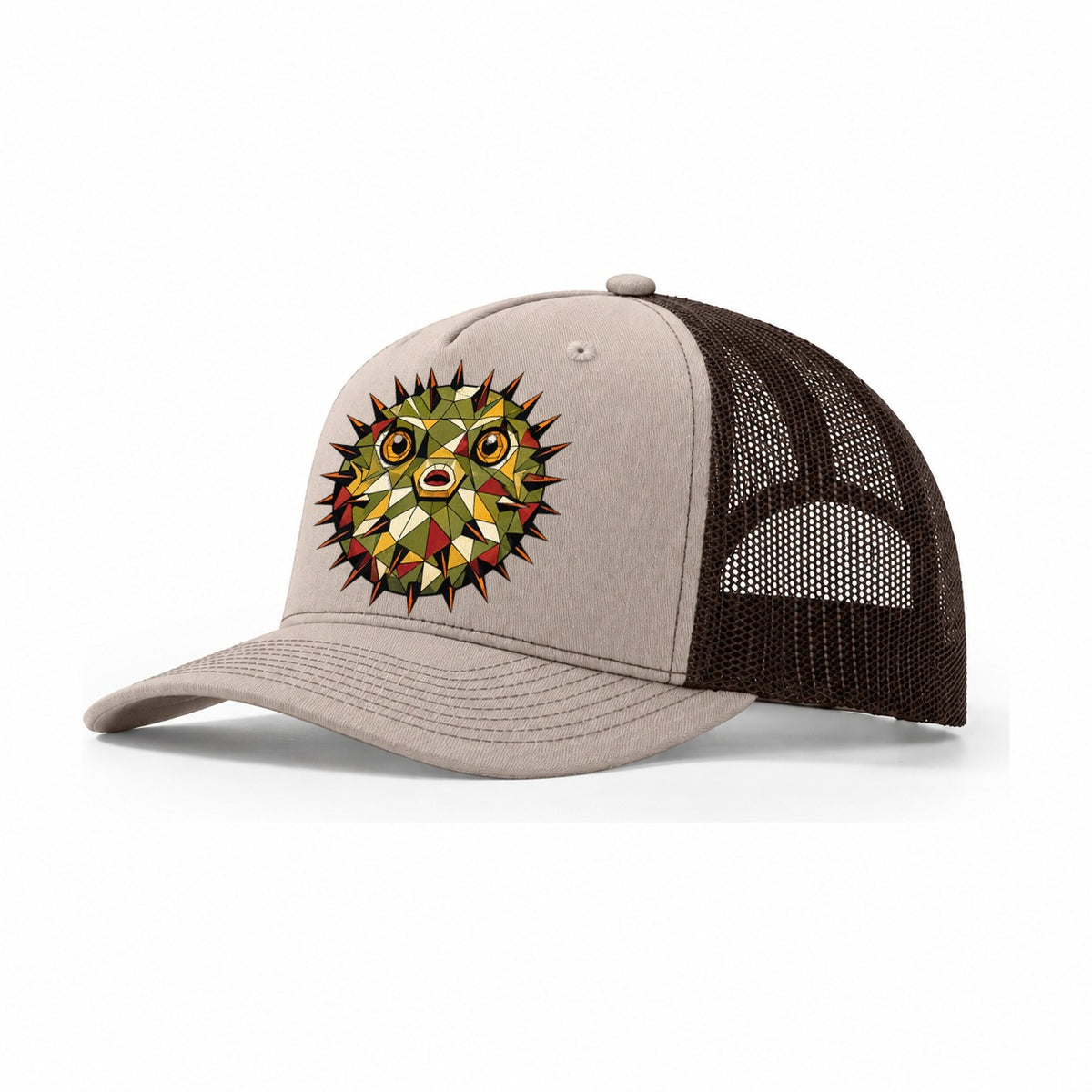 Pufferfish Inflated Spines Trucker Hat – Khaki Brown