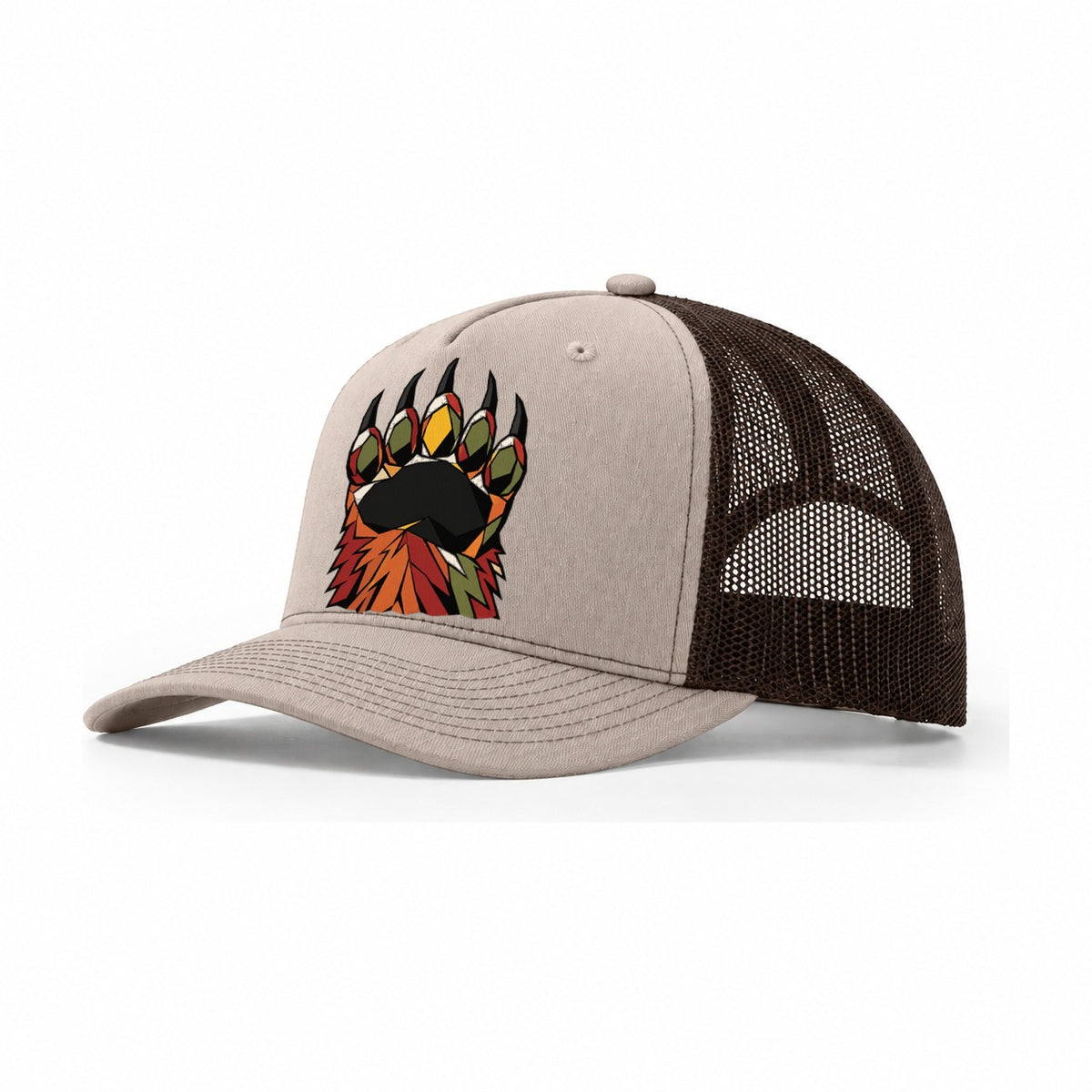 Grizzly Bear Paw Trucker Hat – Khaki Brown