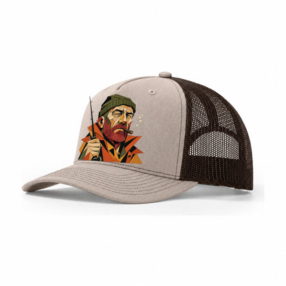 Fisherman Portrait Rod Trucker Hat – Khaki Brown