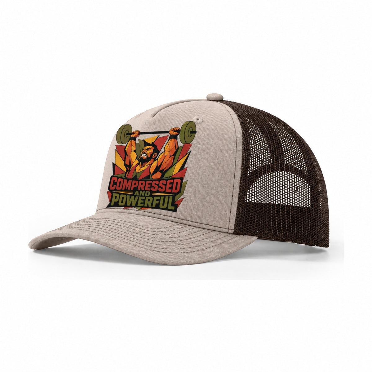 Weightlifter Overhead Press Trucker Hat – Khaki Brown