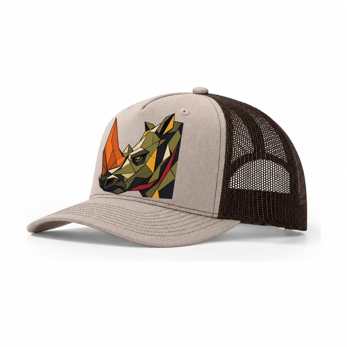 Rhinoceros Profile Horn Trucker Hat – Khaki Brown