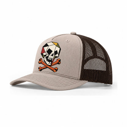 Pirate Skull Crossbones Trucker Hat – Khaki Brown