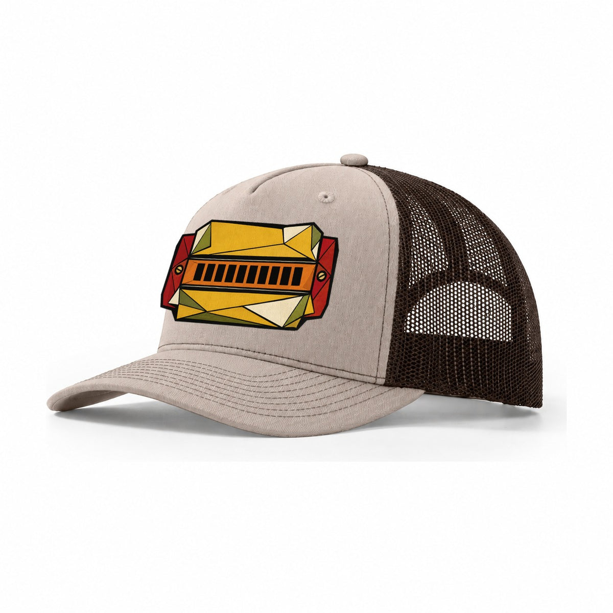 Harmonica Close Up Trucker Hat – Khaki Brown