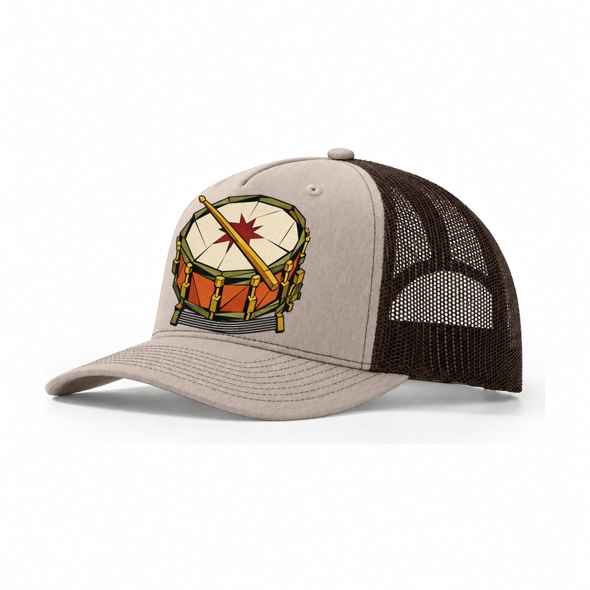 Snare Drum Close Up Trucker Hat – Khaki Brown