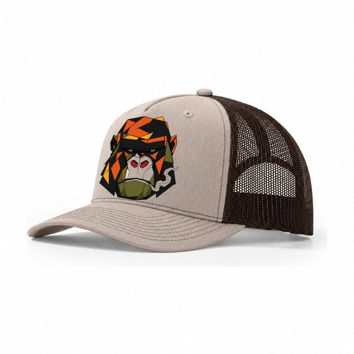 Gorilla Stare Frontal Trucker Hat – Khaki Brown