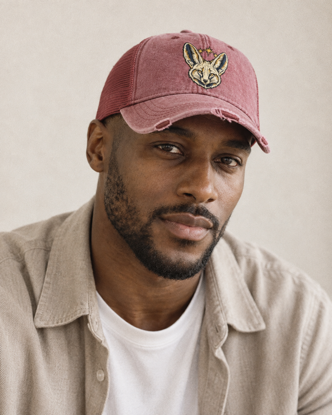 Model wearing the cap