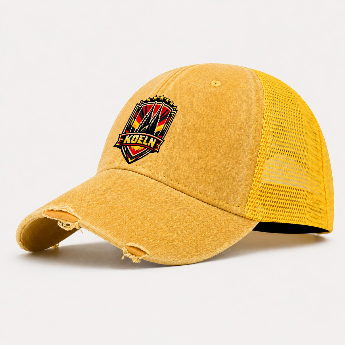 Koeln Dom Crest Washed Trucker Hat – Yellow