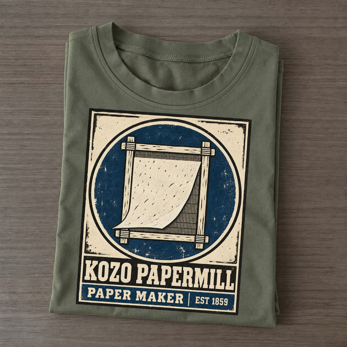 Kozo Paper Mill Noren Trade Co Classic T-shirt – Army Green