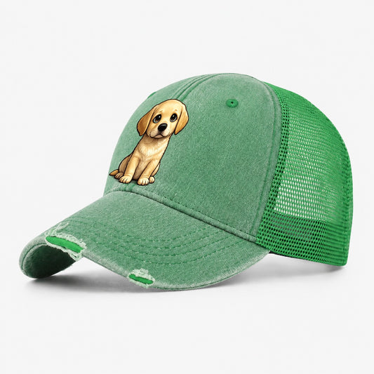 Labrador Retriever Sitting Sweetheart Washed Trucker Hat – Ink Green