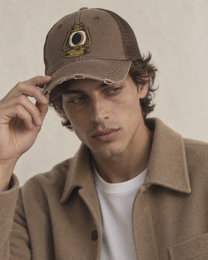 Model wearing the cap