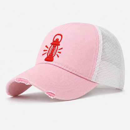 Lantern Guiding Rays Micro Motion Mark Washed Trucker Hat – Light Pink