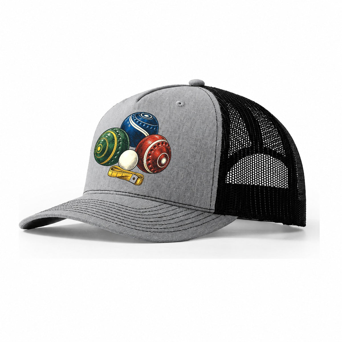 Lawn Bowls And White Jack Australia Cultural Icons Trucker Hat – Sport Grey Black