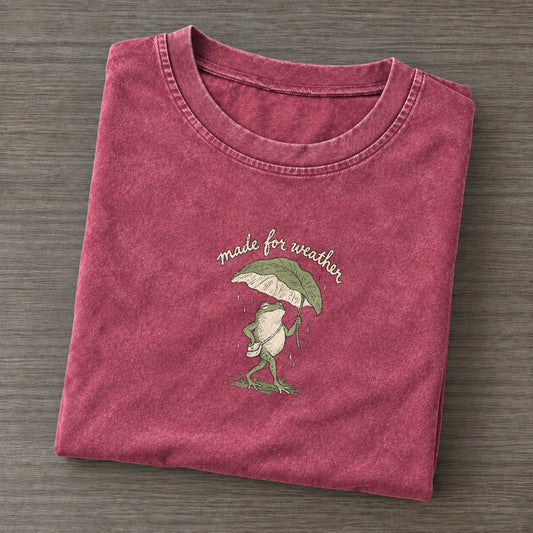 Leaf Umbrella Pond Folk Vintage T-shirt – Raspberry