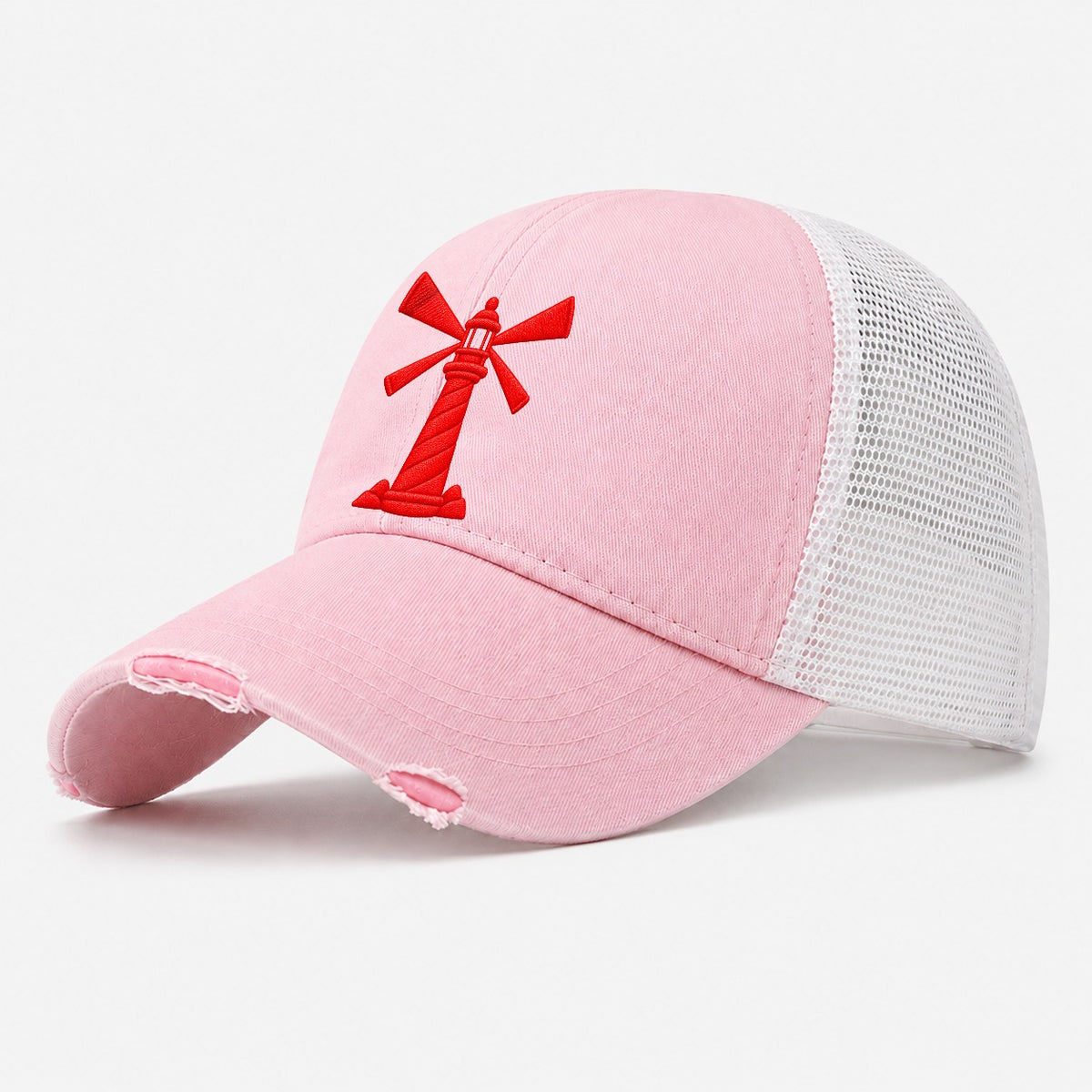 Lighthouse Crossing Beams Micro Motion Mark Washed Trucker Hat – Light Pink