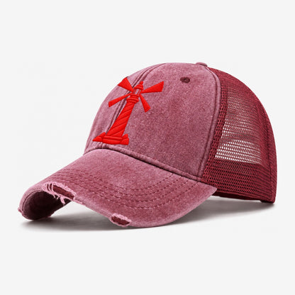 Lighthouse Crossing Beams Micro Motion Mark Washed Trucker Hat – Wine Red