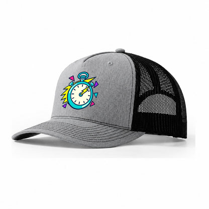 Lightning Stopwatch 90S Running Clubs Trucker Hat – Sport Grey Black