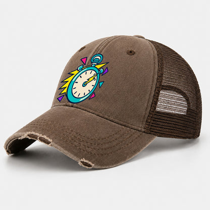 Lightning Stopwatch 90S Running Clubs Washed Trucker Hat – Coffee
