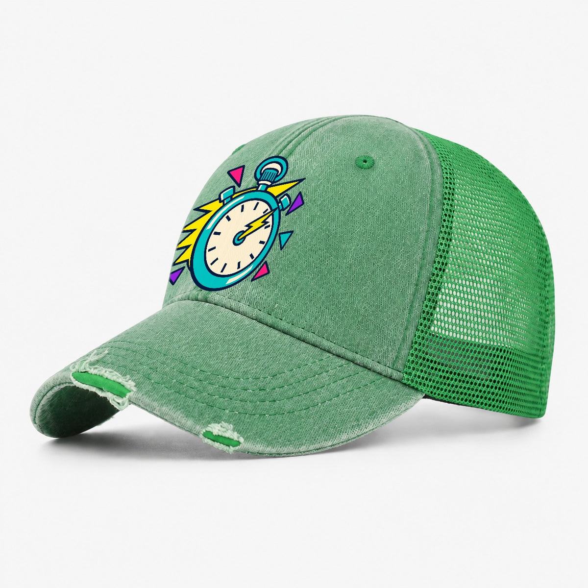 Lightning Stopwatch 90S Running Clubs Washed Trucker Hat – Ink Green