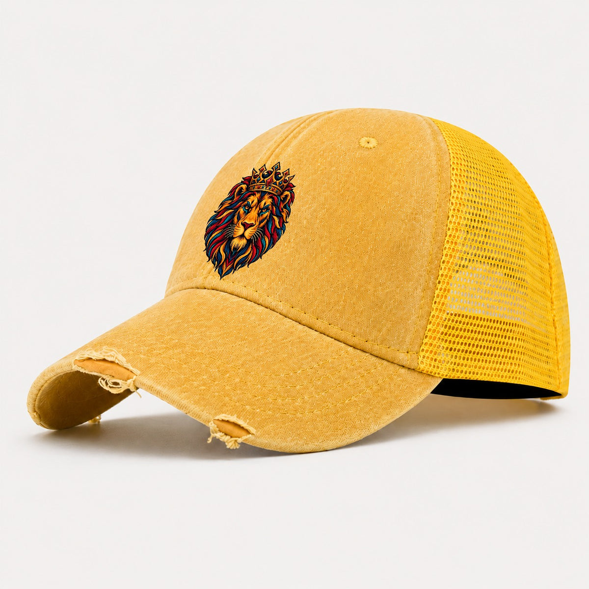 Lion Of Judah Tribal Bold Judaism Heritage Washed Trucker Hat – Yellow