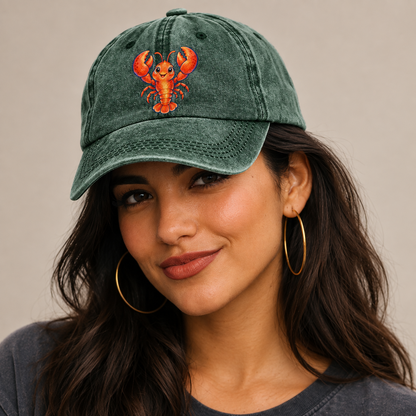 Lobster Front Claw Cheer Sea Sprite Classic Cap — studio model wearing the hat