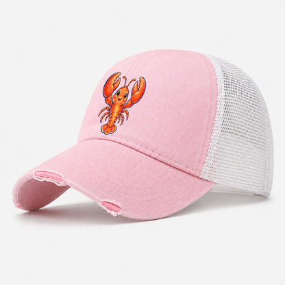 Lobster Front Claw Cheer Sea Sprite Washed Trucker Hat – Light Pink