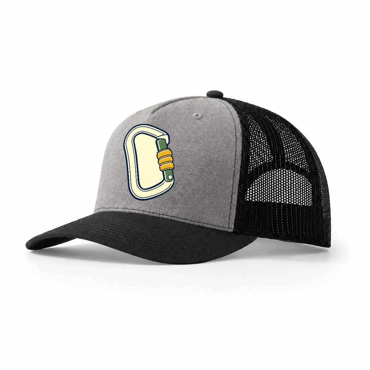 Locking Carabiner Study Rock Climbing Trucker Hat – Grey Black