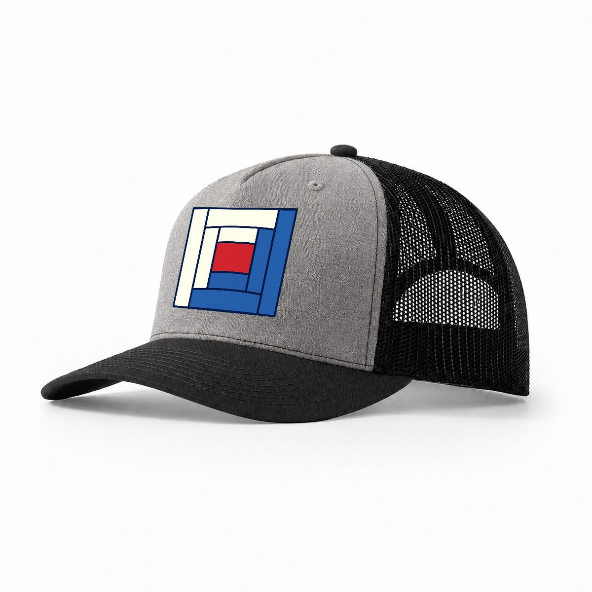 Log Cabin Block Study Sewing And Quilting Trucker Hat – Grey Black