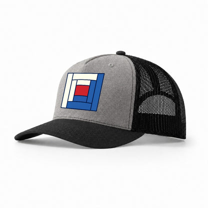 Log Cabin Block Study Sewing And Quilting Trucker Hat – Grey Black