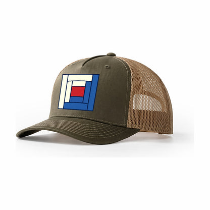 Log Cabin Block Study Sewing And Quilting Trucker Hat – Olive Khaki