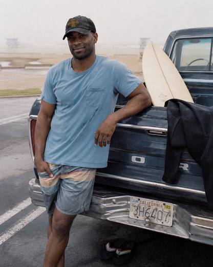 Celtic Cross washed trucker hat – worn, lifestyle photo