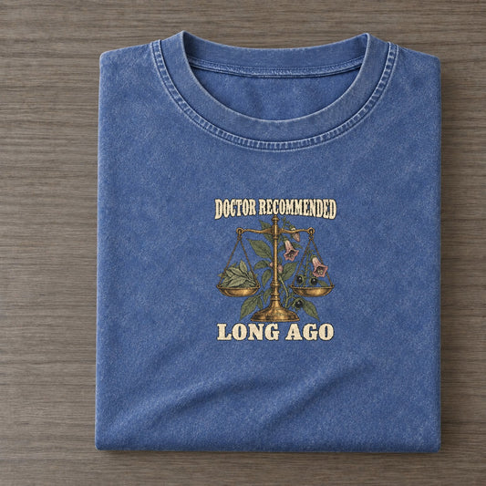 Long Ago Botanical Warnings Vintage T-shirt – Washed Blue