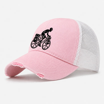 Long Distance Tourer Cycling Life Washed Trucker Hat – Light Pink