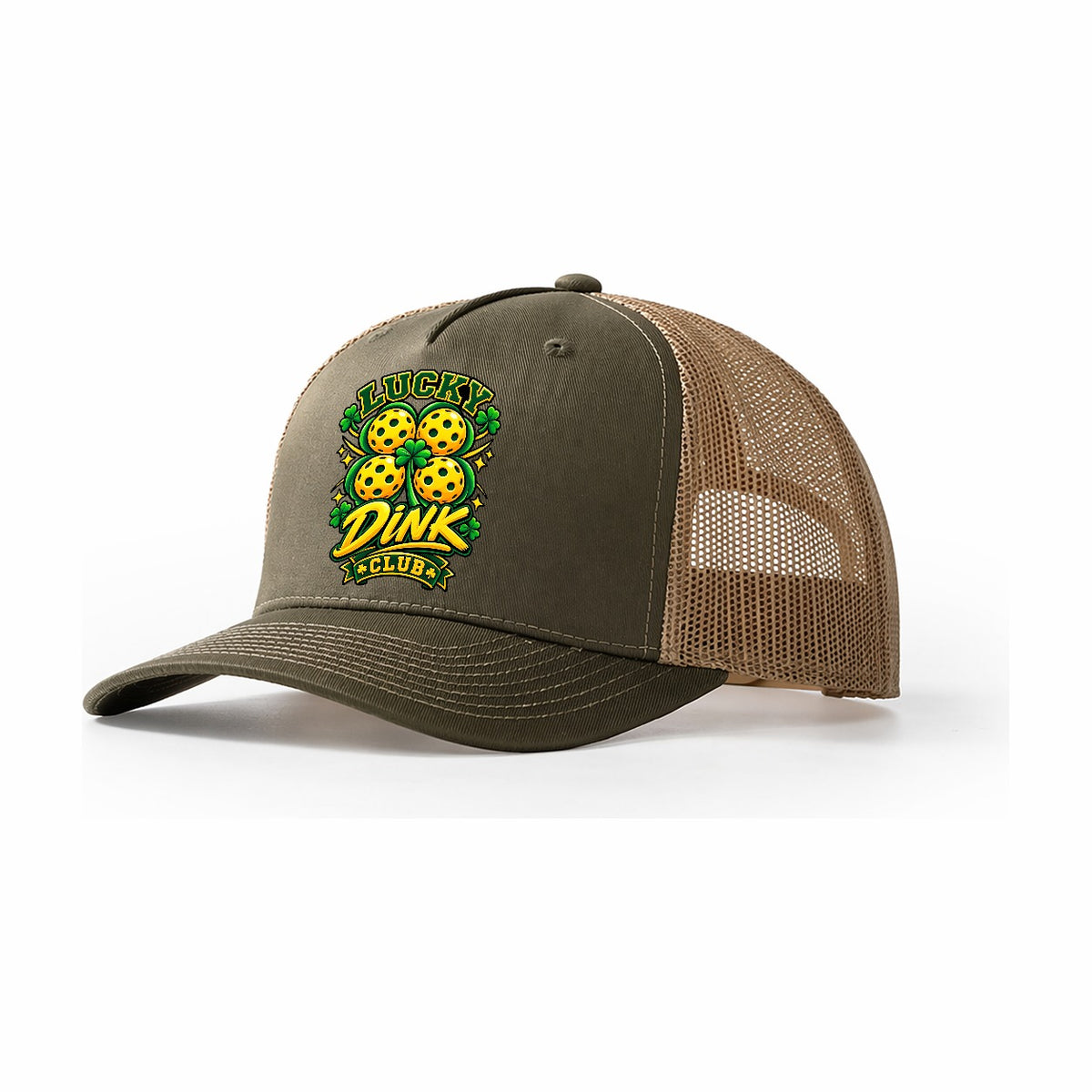 Lucky Dink Club Pickleball Life Trucker Hat – Olive Khaki