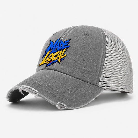 Made Local Tee Graphic Washed Trucker Hat – Grey