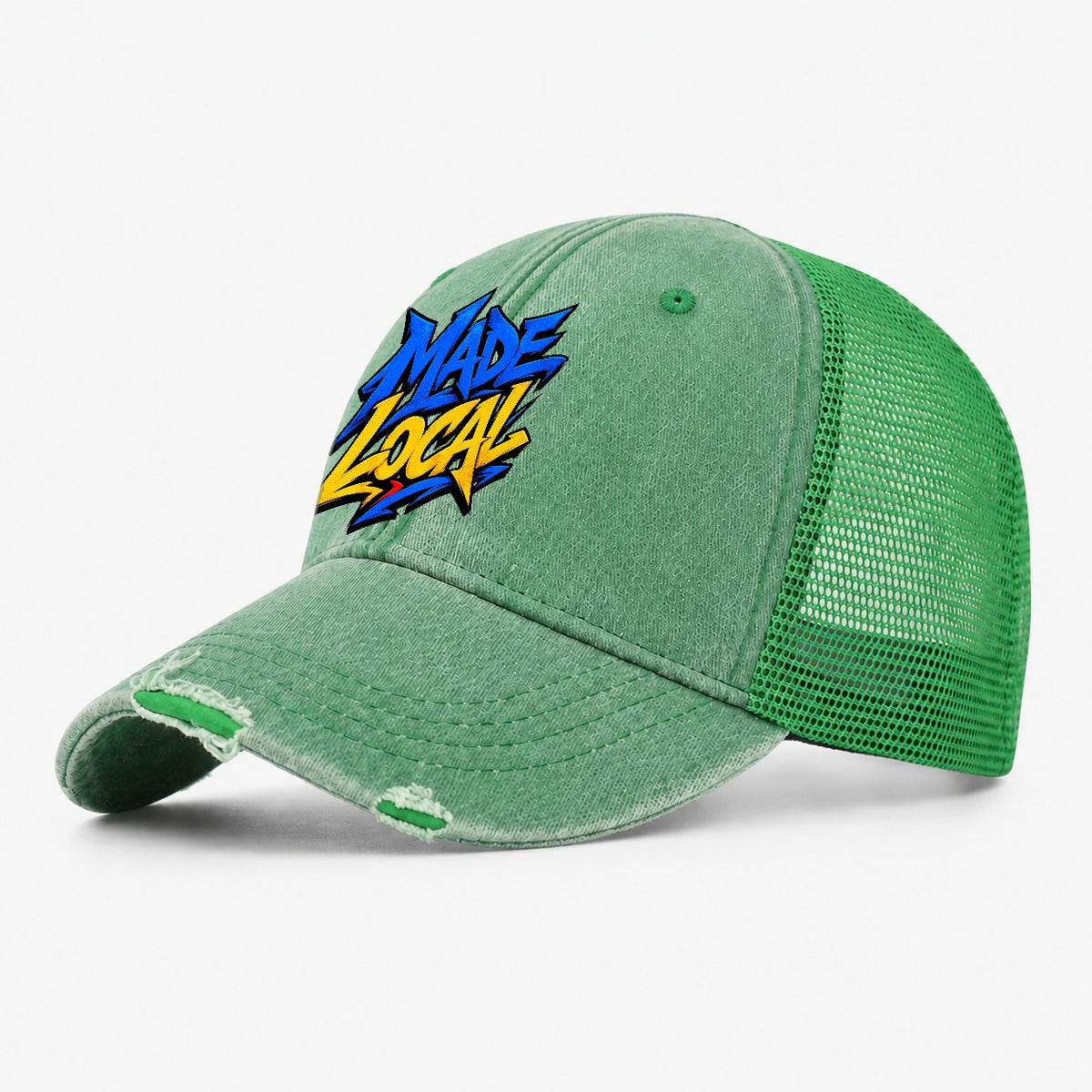 Made Local Tee Graphic Washed Trucker Hat – Ink Green