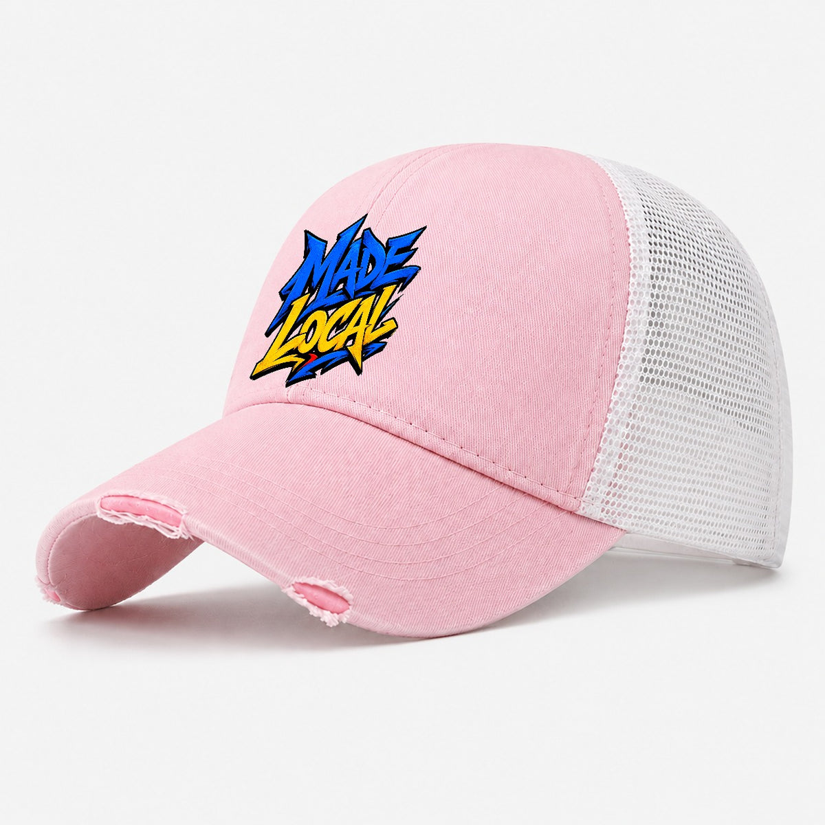 Made Local Tee Graphic Washed Trucker Hat – Light Pink