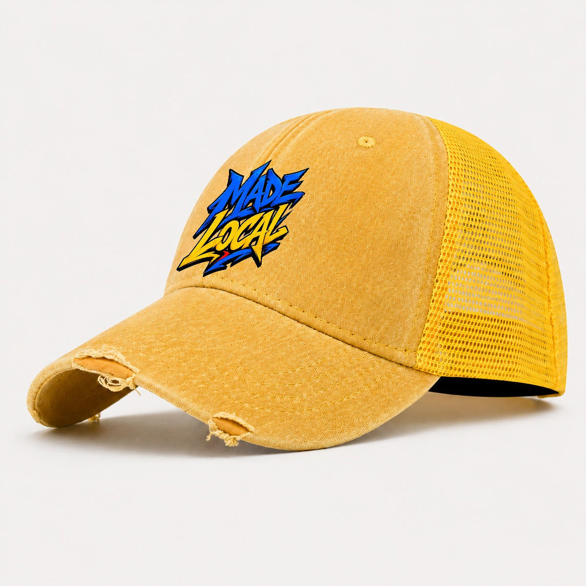 Made Local Tee Graphic Washed Trucker Hat – Yellow
