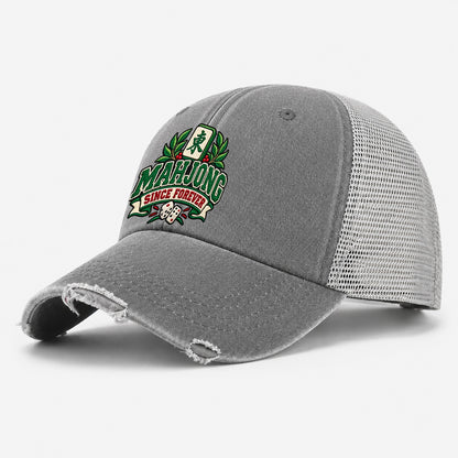 Mahjong Since Forever Mahjong Game Night Washed Trucker Hat – Grey