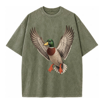 Mallard In Flight Vintage T-shirt – Army Green