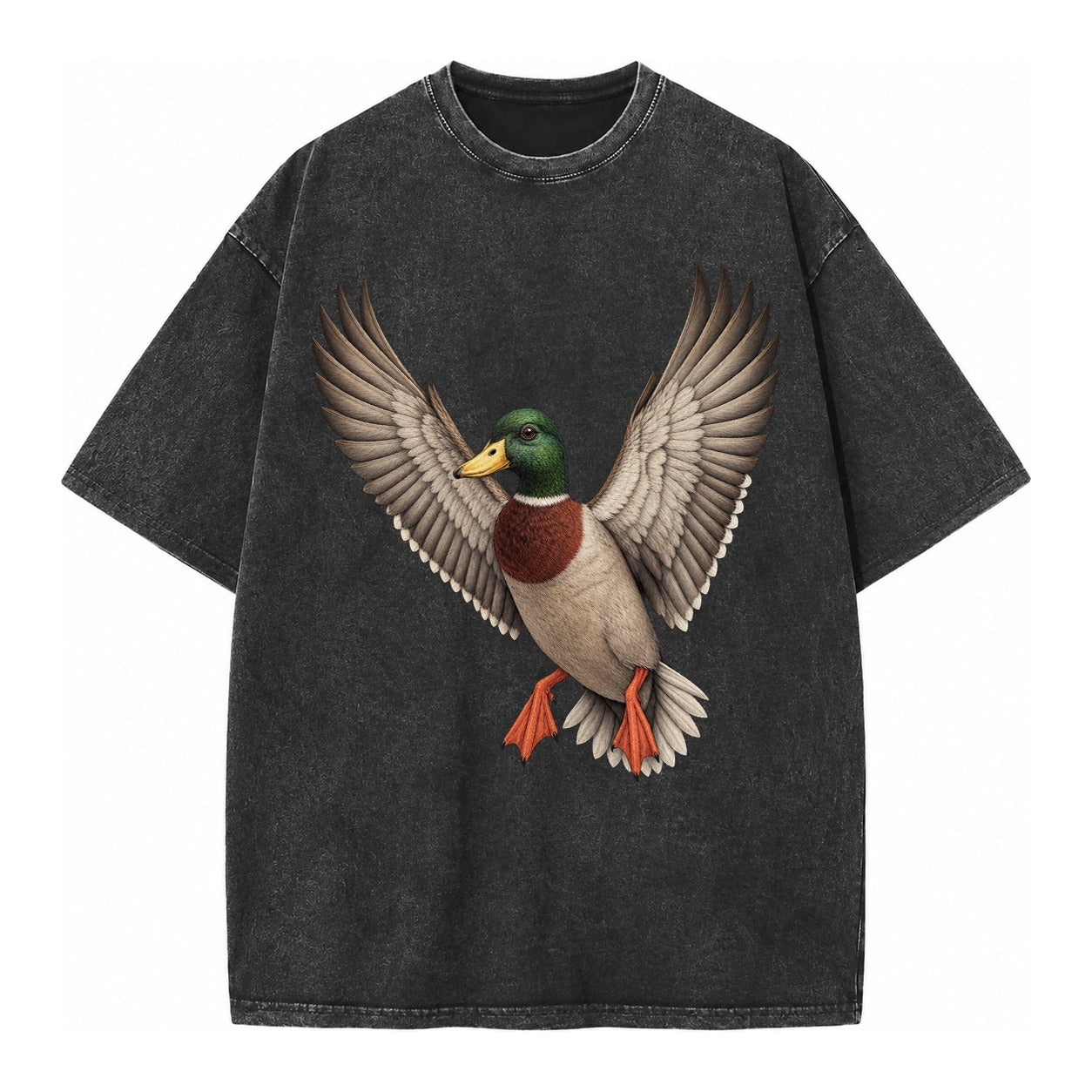Mallard In Flight Vintage T-shirt – Black