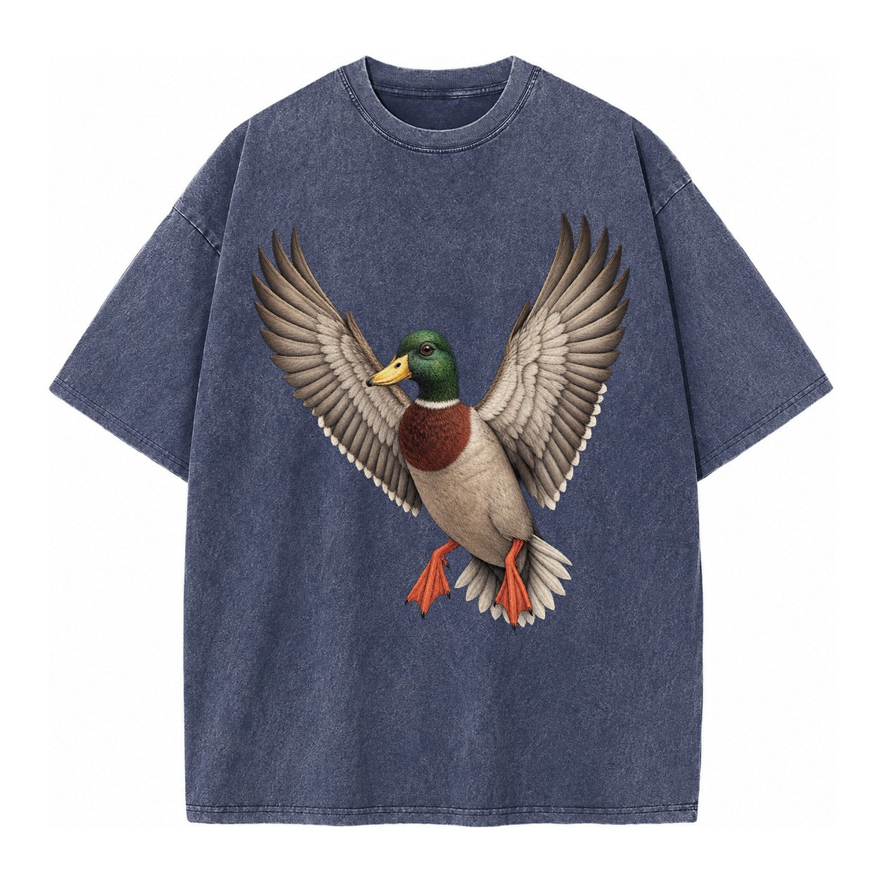Mallard In Flight Vintage T-shirt – Blue